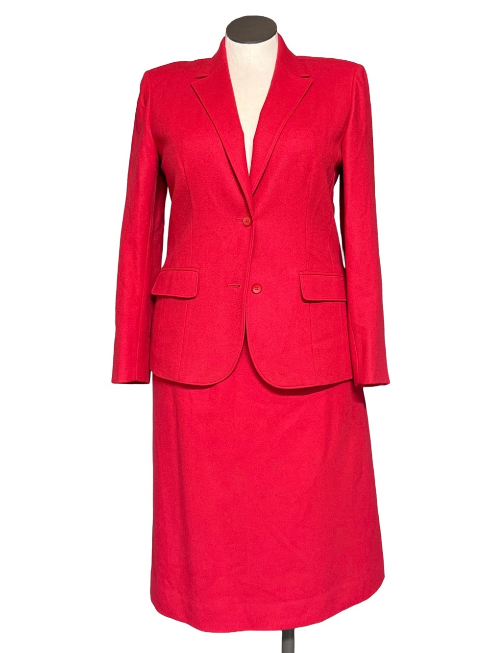 Vintage Pendleton Red Virgin Wool Blazer Skirt Suit Set 16 14 Made in USA